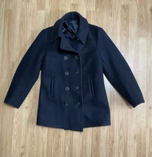 Wool Peacoat Military Style Double breasted Coat Jacket Mens Small Pea Coat