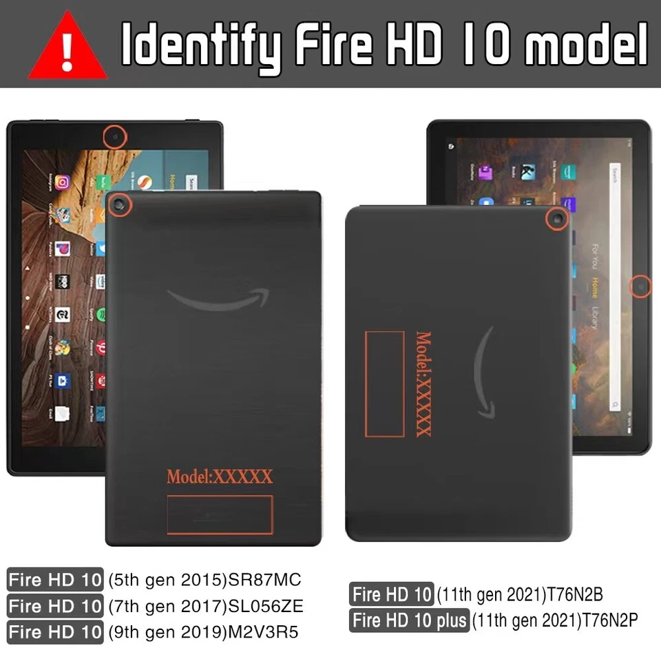Black Leather Tablet Stand Cover Case For Amazon Fire 7/HD 8/8 Plus/HD 10/2024 - Image 4 of 4