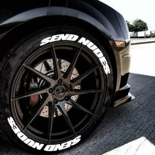8 Sets SEND  NUDES Tire Lettering Sticker 1.06'' 14''-22'' White Quality Decals
