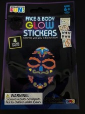 Strangely Fun 4 Sheets Face Stickers Glow UV Light Neon Party Bar Halloween New