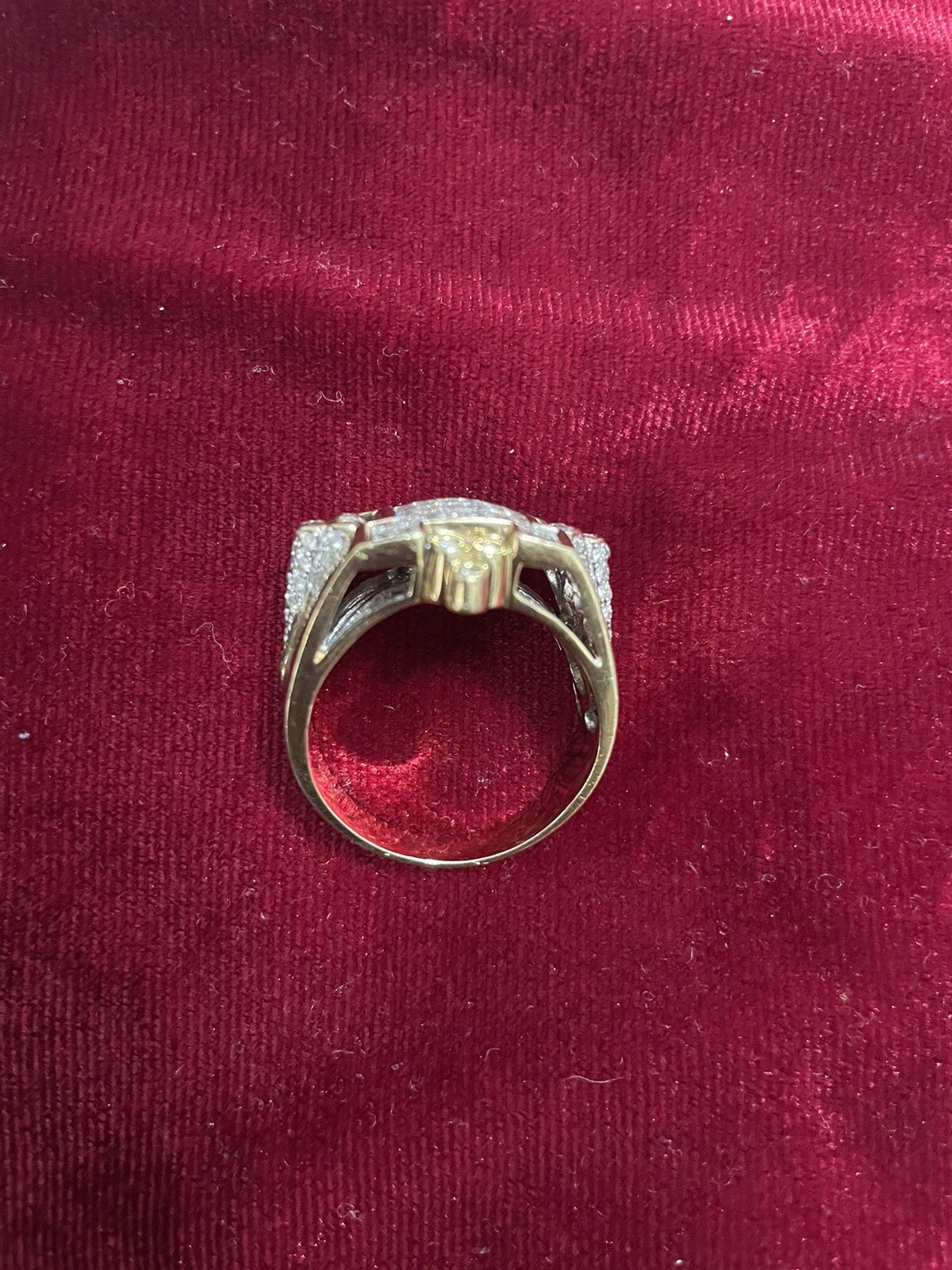 Men 14K solid gold real diamond ring Size 11 - image 15