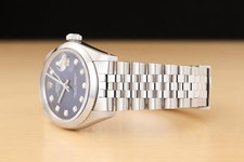 ROLEX OYSTER PERPETUAL DATE 1500 BLUE DIAMOND DIAL STAINLESS STEEL 34MM WATCH 4