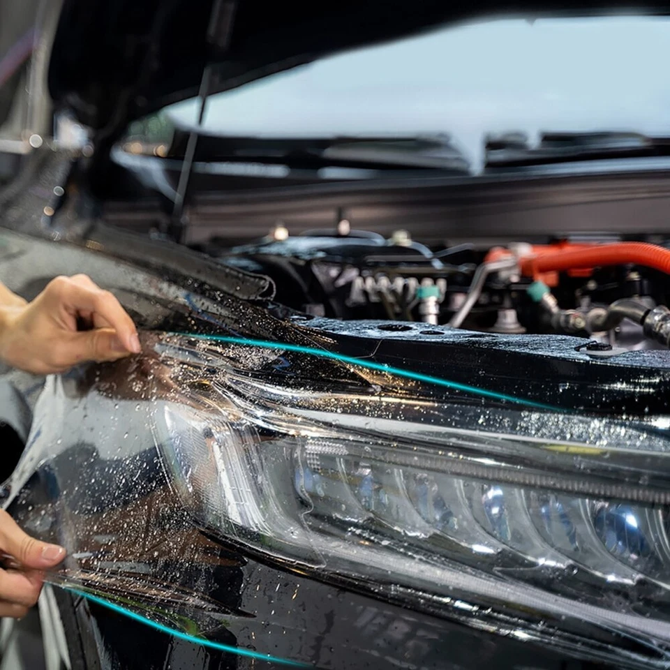 Car Headlight TPU Film Protector Sheet Sticker Pre-Cut Shape For BMW X5 F15 Foto 4 de 4