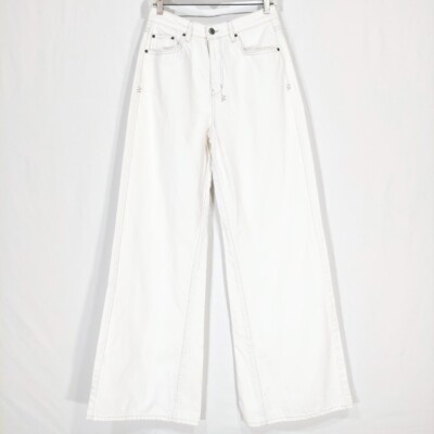 Ksubi Super Wide Leg Jeans Sz 29x33, Rigid, High Rise, White Women's Designer