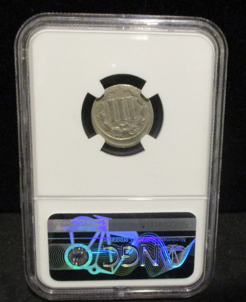 1865 III Cent Nickel - NGC Mint Error XF 40 - Struck 10% Off Center    ENN COINS - Image 3 of 4