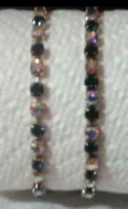 Authentic 1970's Vintage Gold Plated Rhinestone Expandable Tennis Bracelet Set Of 2