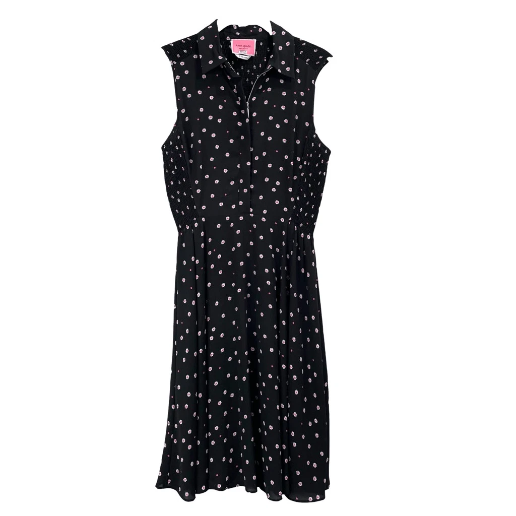 abito kate spade new york margherita a pois taglia 6 ditsy floreale senza maniche colletto