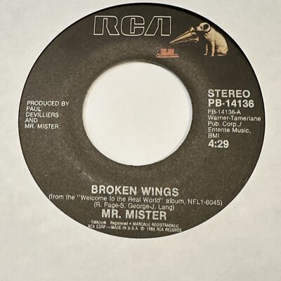 Mr. Mister 45 RPM Single - Broken Wings / Uniform Of Youth - 1985 RCA Records