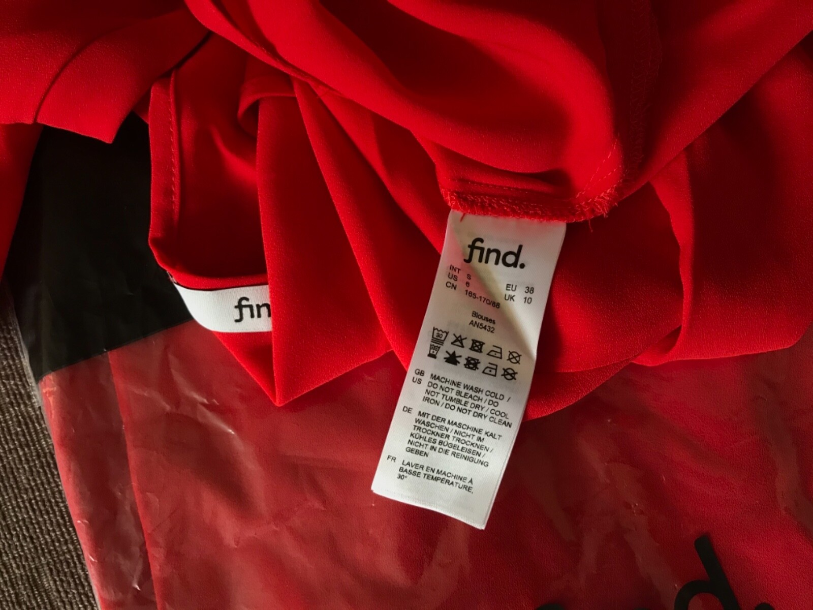 Find. Women's Vee Neck Blouse Red - Small (Size 10 Uk) - RRP £26.99 bnwt image 6