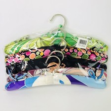 Vintage Y2K Colorful Satin Fabric Bow Hangers Lot Of 5 Padded Multicolor Retro