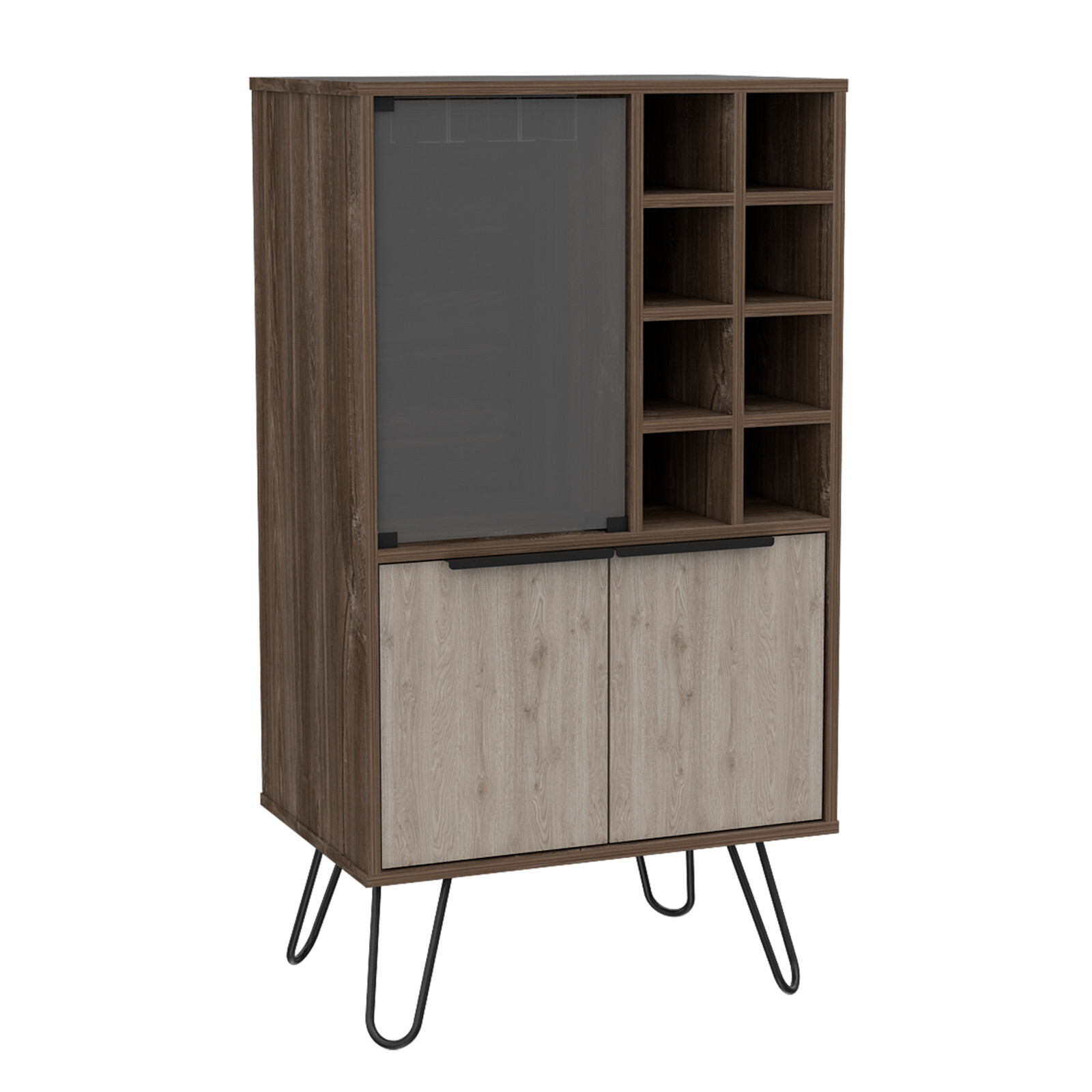 Drinks Cocktail Cabinet Bar Bottle Storage Cupboard Oak Finish Home Unit