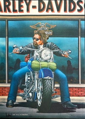 David Mann Harley-Davidson 2002 Print Art/Ad Biker Bagger Garage