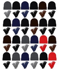 48x Winter Beanies  Gloves Combo Pack, Bulk Pack for Men Women, Warm Cozy Gi...