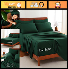 Extra Deep Pocket California King Sheet Set - 6 Piece Luxury Bedding, Fits 21  M