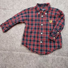 CHAPS Dress Shirt Toddler 18 Months Tartan Plaid Button Down Holiday Formal