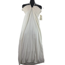 No Boundaries NOBO Women's Halter Crochet Maxi Dress Size Large Off White NWT