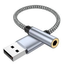 USB to 3.5mm Jack Audio Adapter, USB to Audio Aux Cable External 1Pack 4 inch