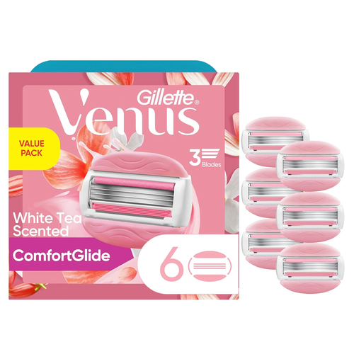 Comfortglide White Tea Women'S Razor Blades, 3-Blade Razor Refills, 6 ...