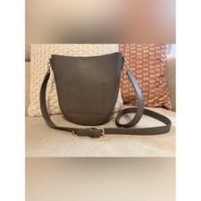 Bandolier Taupe Gray Leather Crossbody Bag