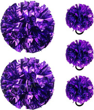 5PCS Cheerleading Pom Poms and Cheerleader Hair Ties with Poms for Sports Spirit