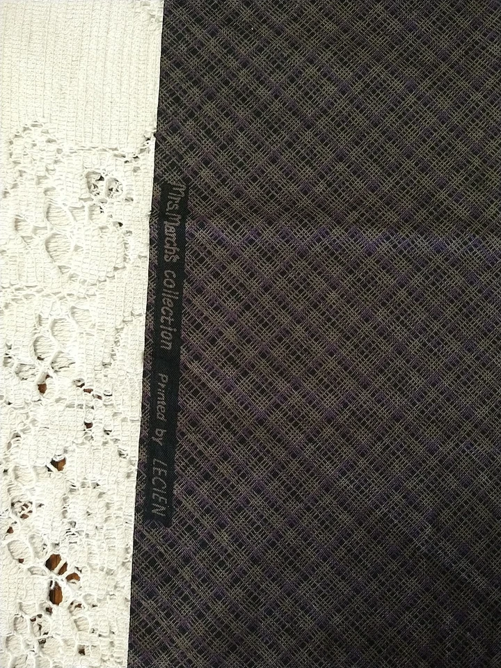 LECIEN Quilt Fabric Cotton Mrs. March's Civil War Dk Purple Brown Plaid 15x43" - Image 3 of 4