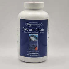 Allergy Research Group Calcium Citrate - 180 Caps - Pure Well-Absorbed Calcium
