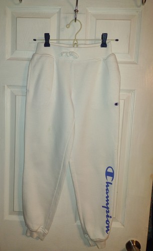 Champion 100 Century Collection Jogger Sweat Pants Size M White Cotton Blend