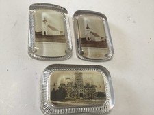 3 VINTAGE HEAVY GLASS PAPERWEIGHTS WILFRED SMITH BETHAL CHURCH + CASTLE ?