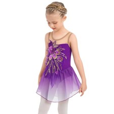 Figure Skating Dress for Girls Sequin Flower Mesh Ice Skating Dress Ballet Da...