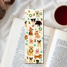 Holiday Dogs Bookmark -  Folk Art Style 6x2 Bookish Gift For Book Readers