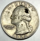1958 D Washington 90% Silver Quarter Circulated Condition 25c US Coin - 2779