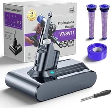 6500mAh Battery Replacement for Dyson V7/SV11 Cordless Vacuums, 21.6V 6-Cell ...