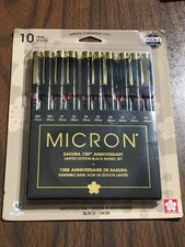 Micron Pigma Sakura 100th Anniversary Limited Edition 10 pens Black Barrel Set