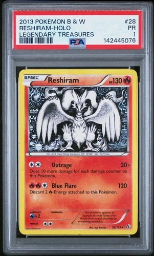 Pokemon Reshiram Holo Legendary Treasures 28/113 PSA 1