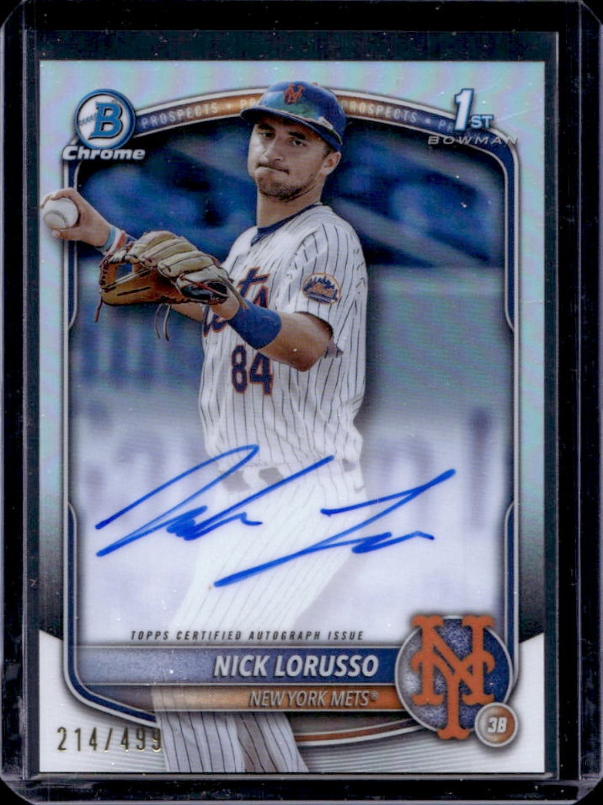 2025 Bowman Chrome Nick Lorusso Auto Refractor 1st #214/499 Mets