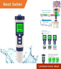 Digital Water Meter 5-in-1 Salinity pH EC TDS Temp for Pool Aquarium