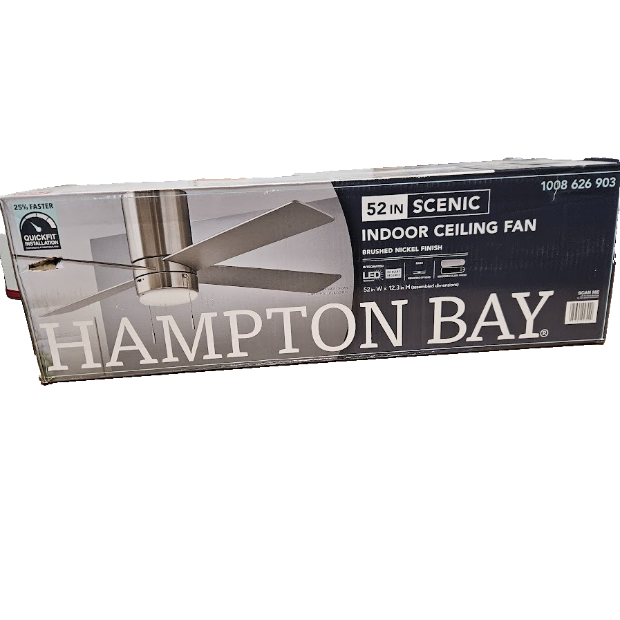 Hampton Bay Scenic 52 in. LED Indoor Brushed Nickel Ceiling Fan