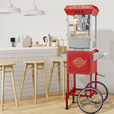 Popcornmaschine mit Wagen 850W 8oz Kapazität Popcorngerät für Zuhause