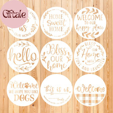 Welcome Stencils for Painting on Wood, 12 round Stencils for Painting, Stencil