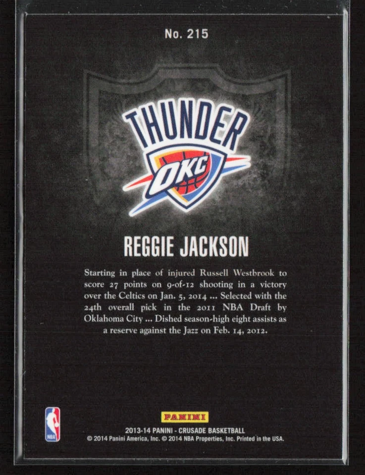 Reggie Jackson 2013-14 Panini Crusade #215 Crusade Blue Oklahoma City Thunder - Image 2 of 2
