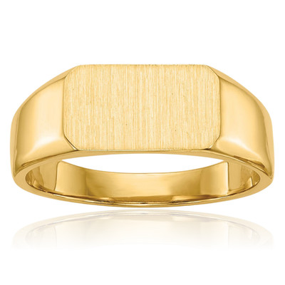 10K massiver Gelbgold Siegelring 2mm schmales Band poliert, satiniert, gravierbar