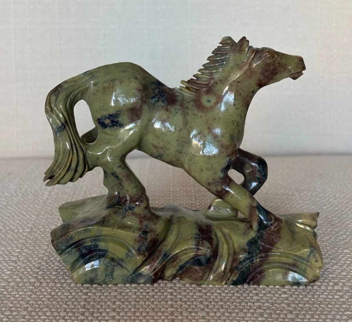 翡翠马动物中国风雕像、雕像| eBay