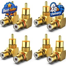8-Pack RCA Right Angle Adapter 90 Degree Male to Female Connector