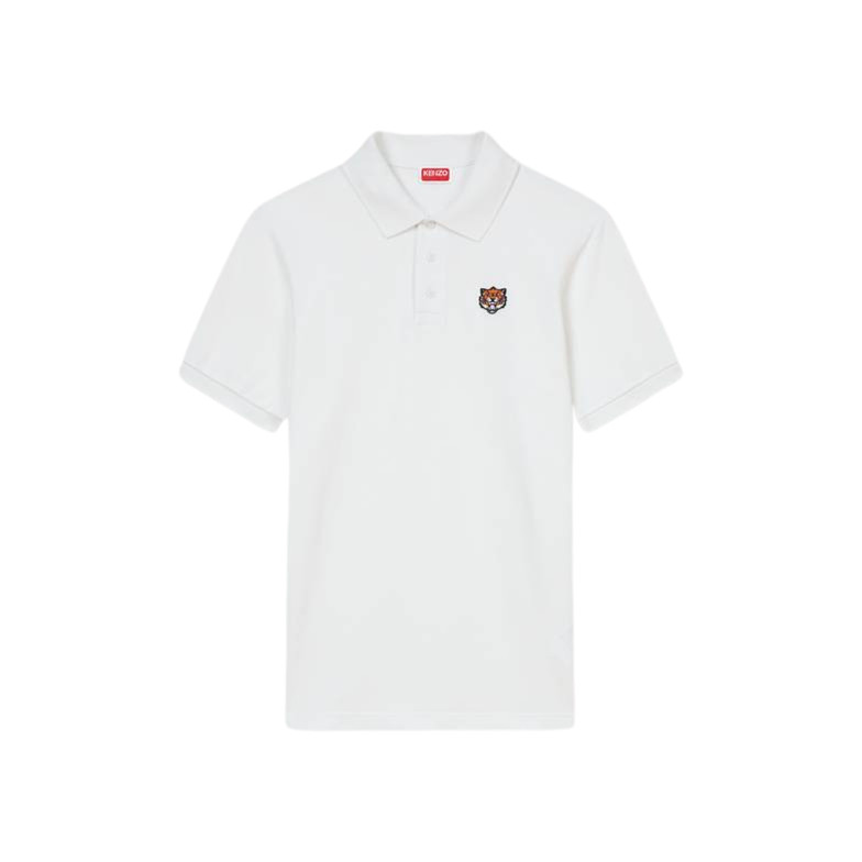 Kenzo Happy Tiger Embroidered Slim Polo Shirt Off White