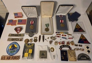 Vintage US Military Lot Medals Ribbons DI Insignia WW2 Vietnam GWOT Army Patches