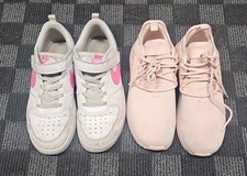 Talla 2 Y - EE. UU. - Nike Air Force 1 Niñas Zapatillas bajas Blanco Rosa LOTE + ADIDAS