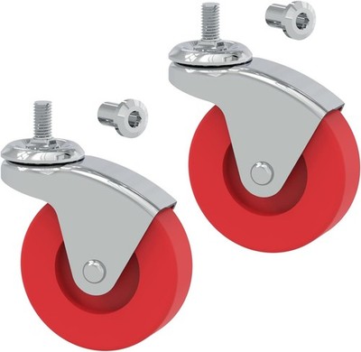 BIG RED 2 Pack 2.5'' Swivel Caster Wheel for Creeper Chrome, Red Wheels 