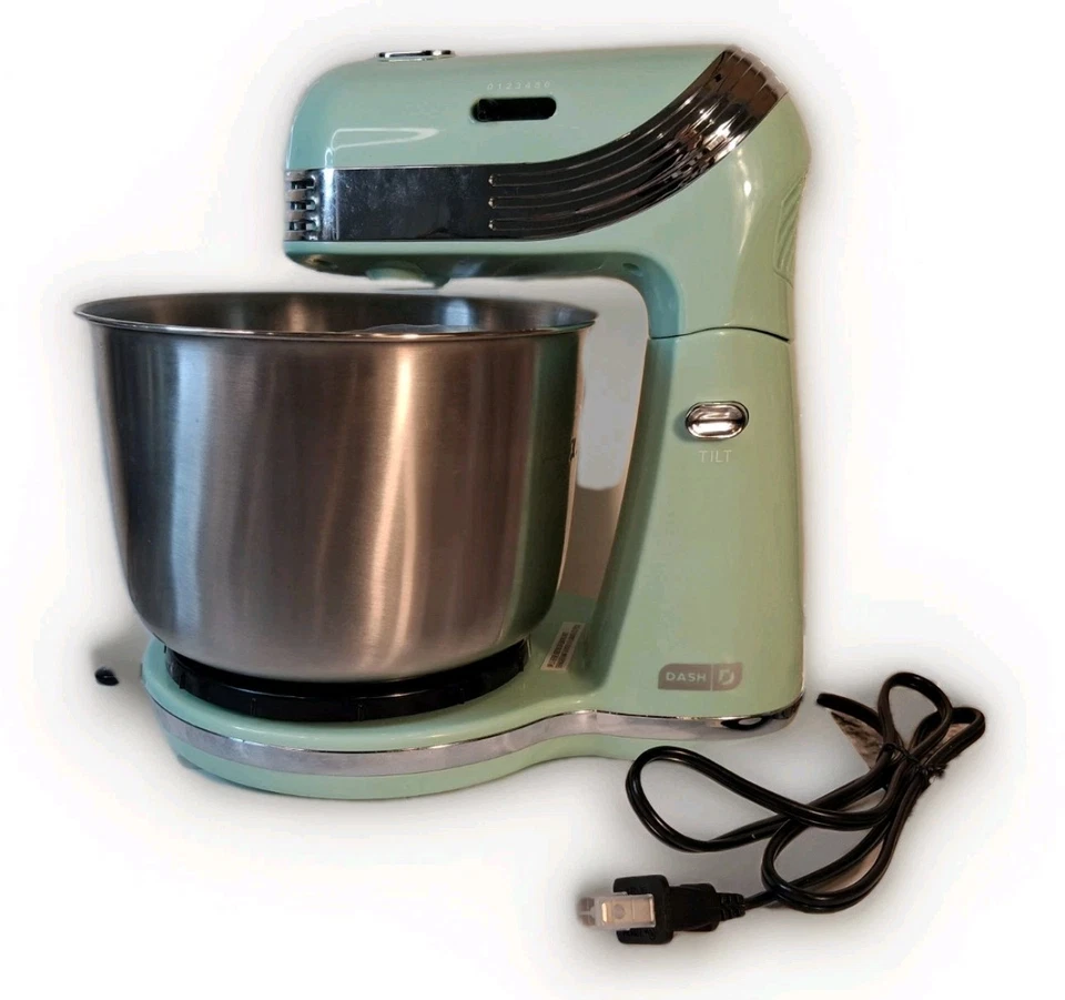 Mezclador de pie compacto DASH 6 velocidades 3 cuartos batidores dobles tazón de mezcla verde nuevo en caja para hornear  Foto 2 de 4