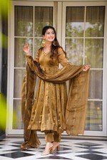 Latest New Heavy Silk Copper Gown Bottom With Dupatta For Women Function Wear