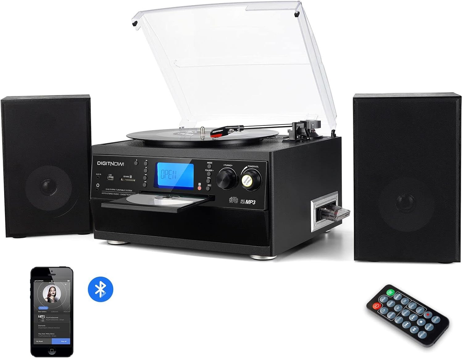 Turntable With Stereo Speaker, Lp Vinyl To Mp3 Converter